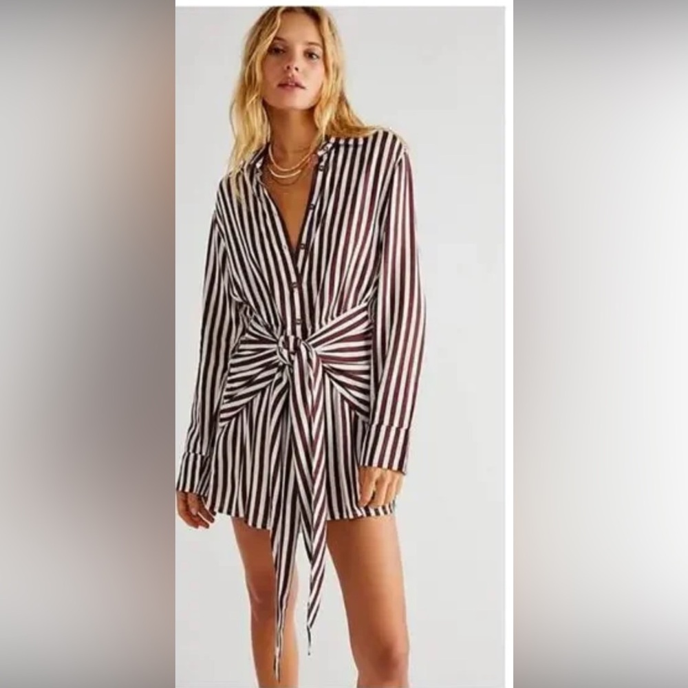 Jen’s Pirate Booty Striped Tie-Front Shirt Dress